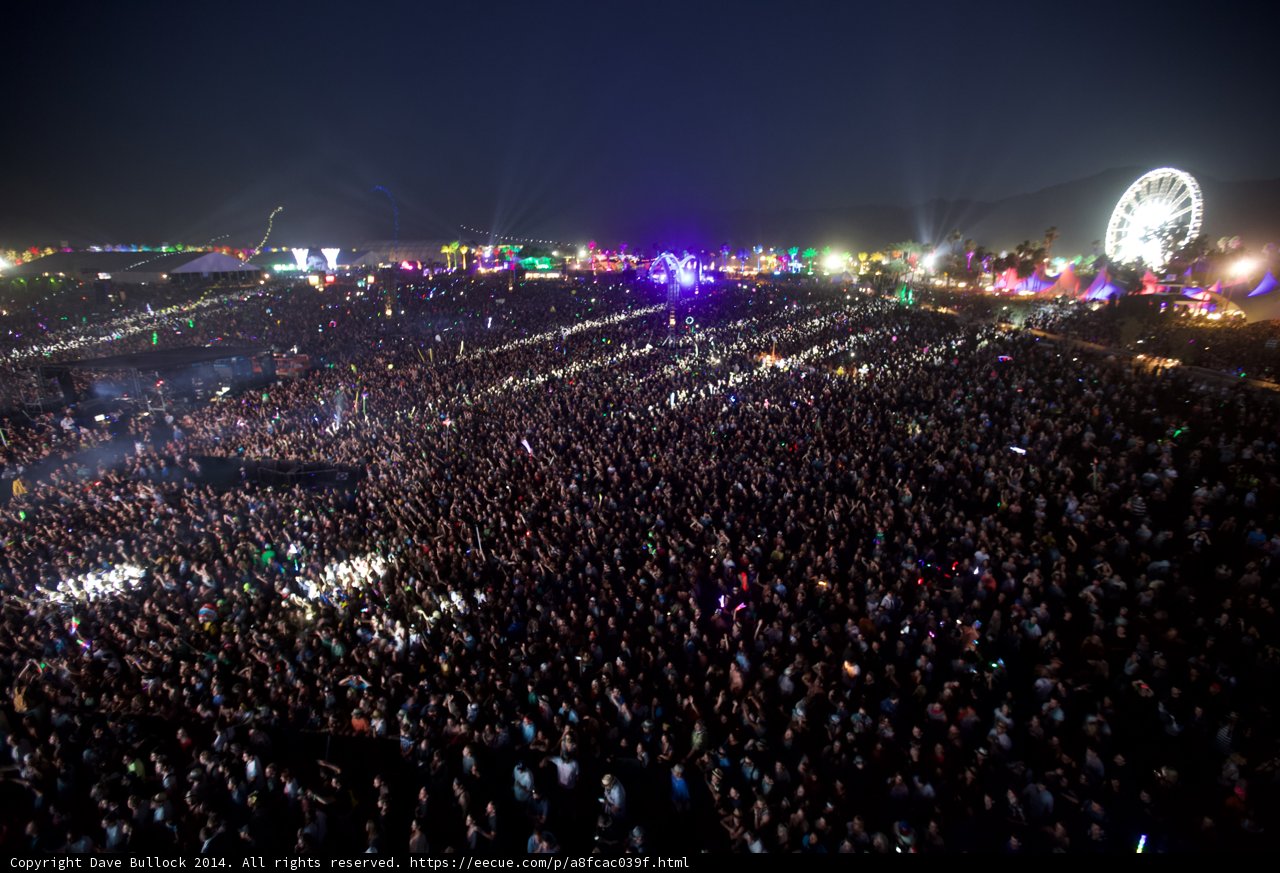 Nighttime Crowd at Coachella Music Festival