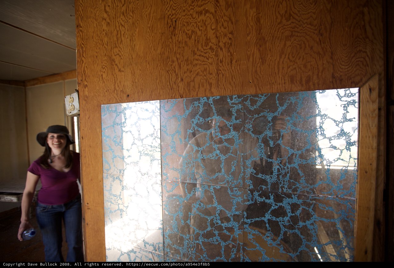 Fractured Mirror Art Installation in Abandoned Desert Building