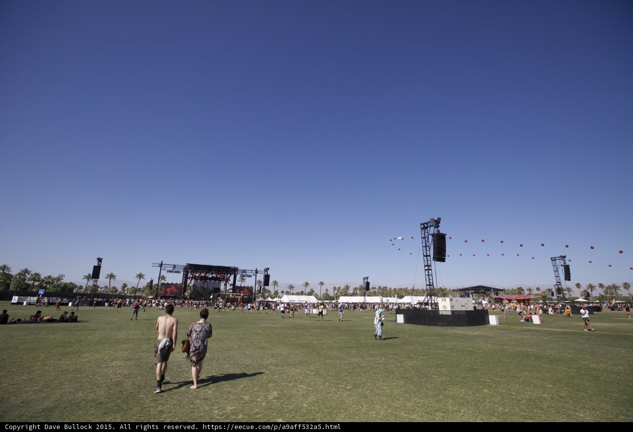 Festival-goers enjoy the grassy fields at Coachella