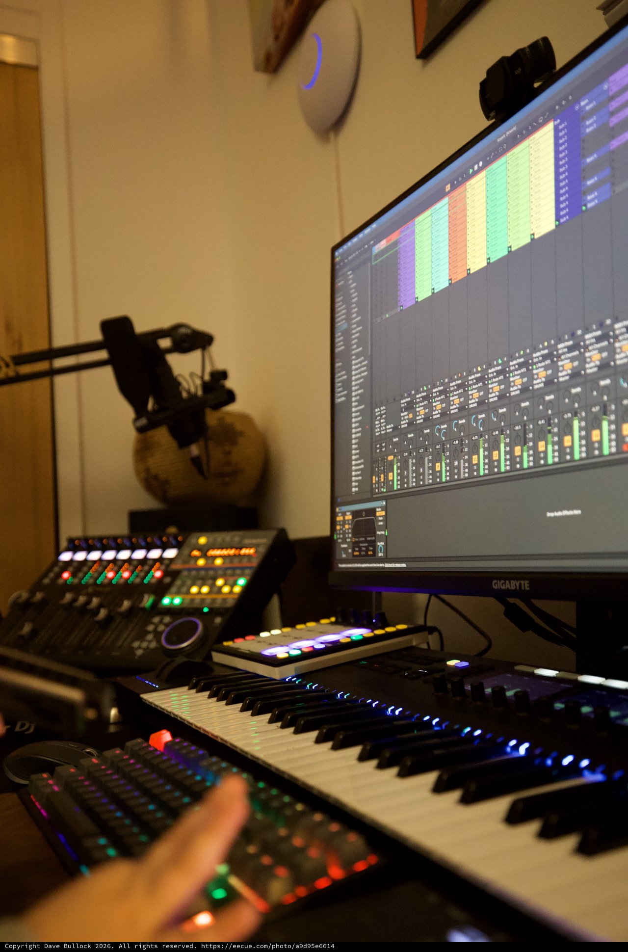 Professional Music Production Studio Workspace at Night