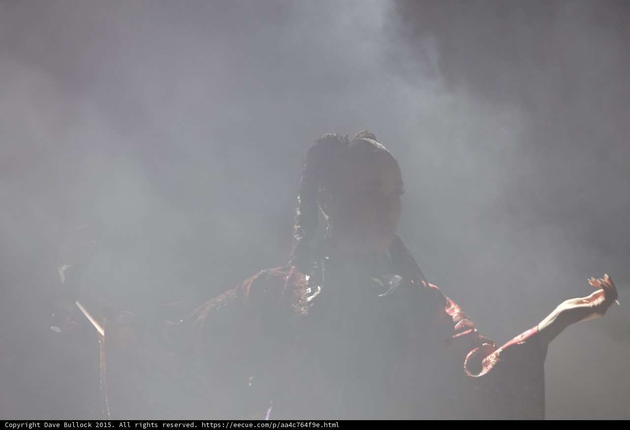 FKA twigs Close Up Silhouette Heavy White Haze Profile Braided Ponytails Expressive Hand Red Kimono Ethereal