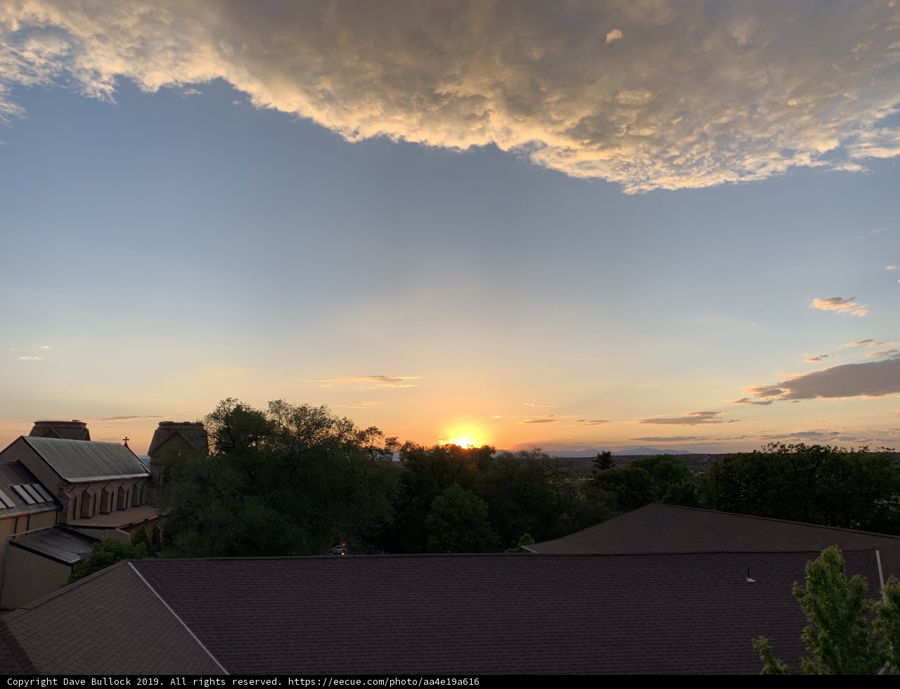 Sun setting over the rooftops of Santa Fe