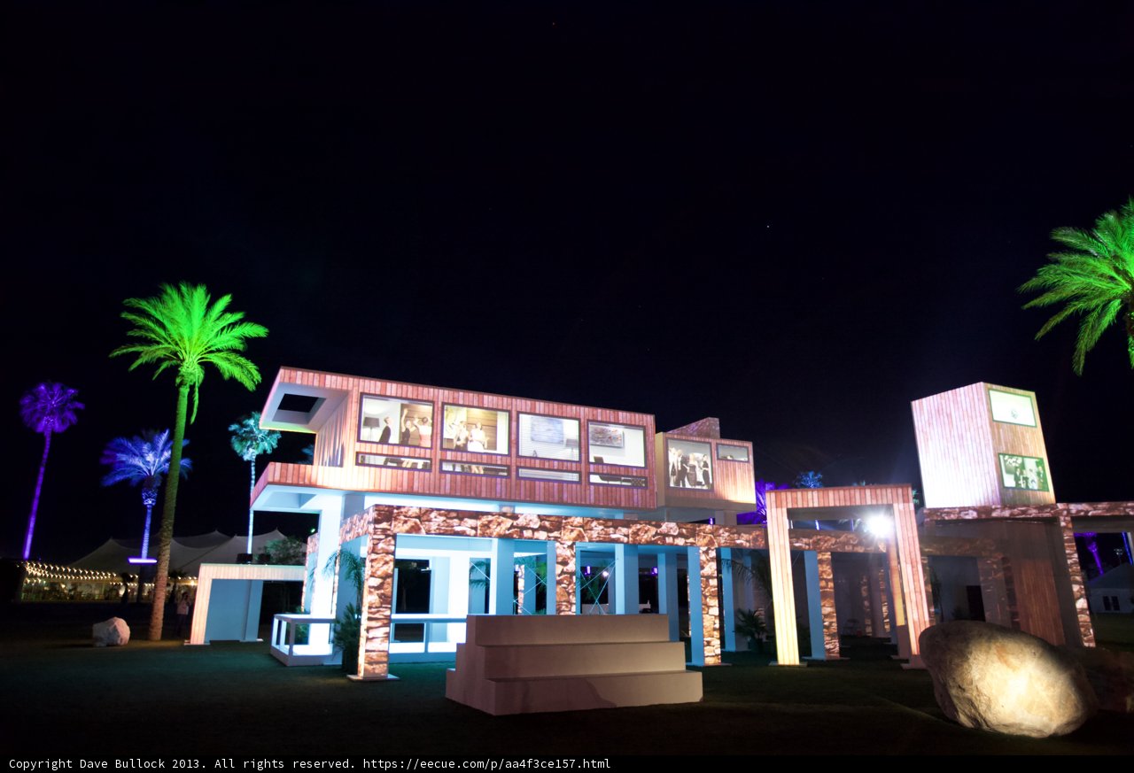 Palm Trees Illuminating a Resort Hotel
