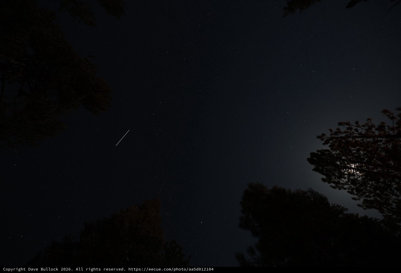Meteor Streaks Across Star-Filled Night Sky