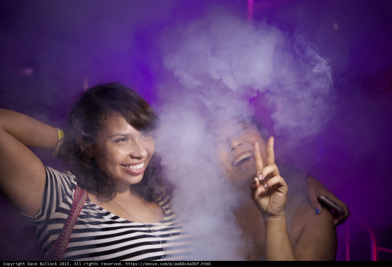 Friends Laughing in Vapor