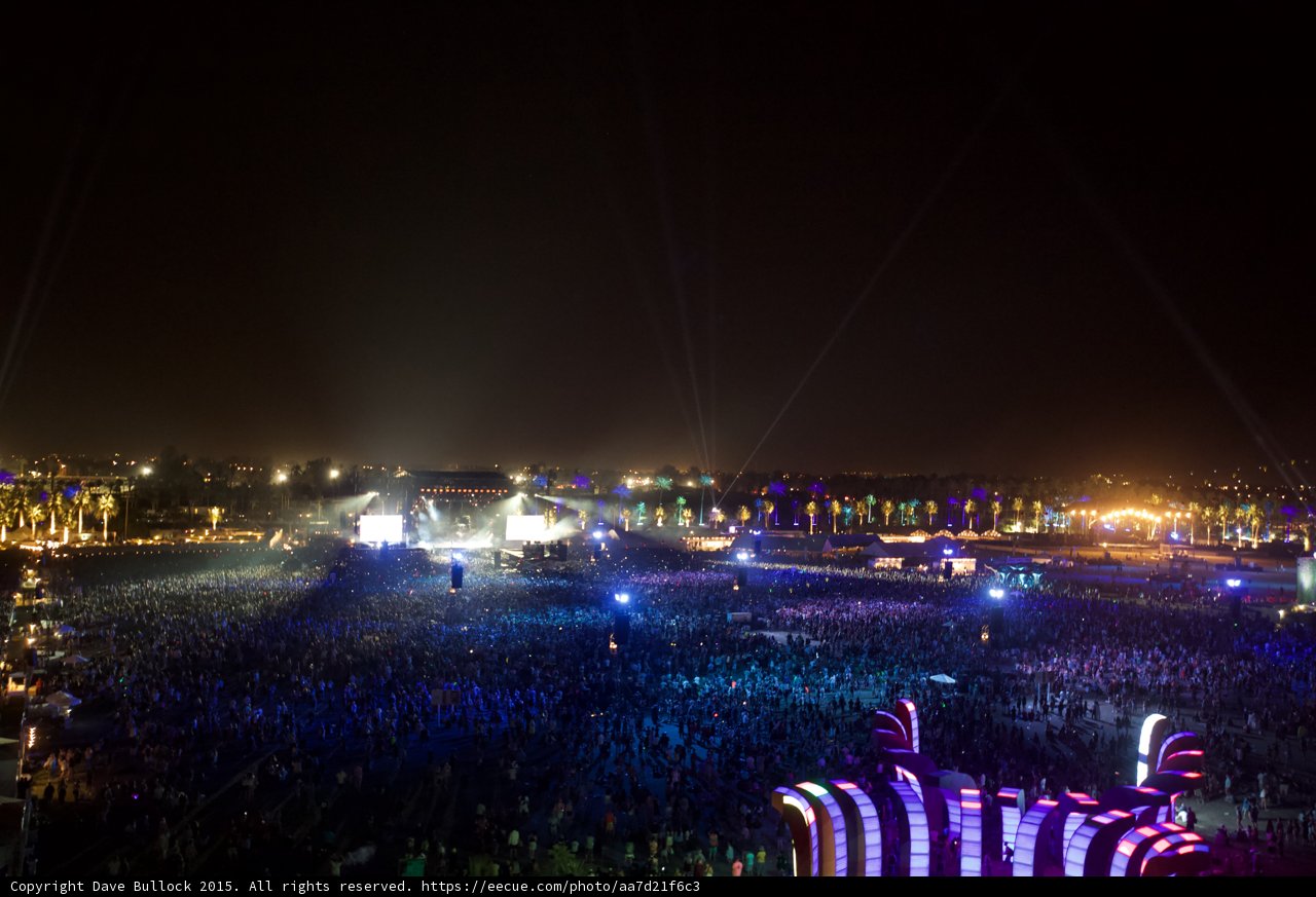 Lights, Crowd, and Pyrotechnics at Coachella