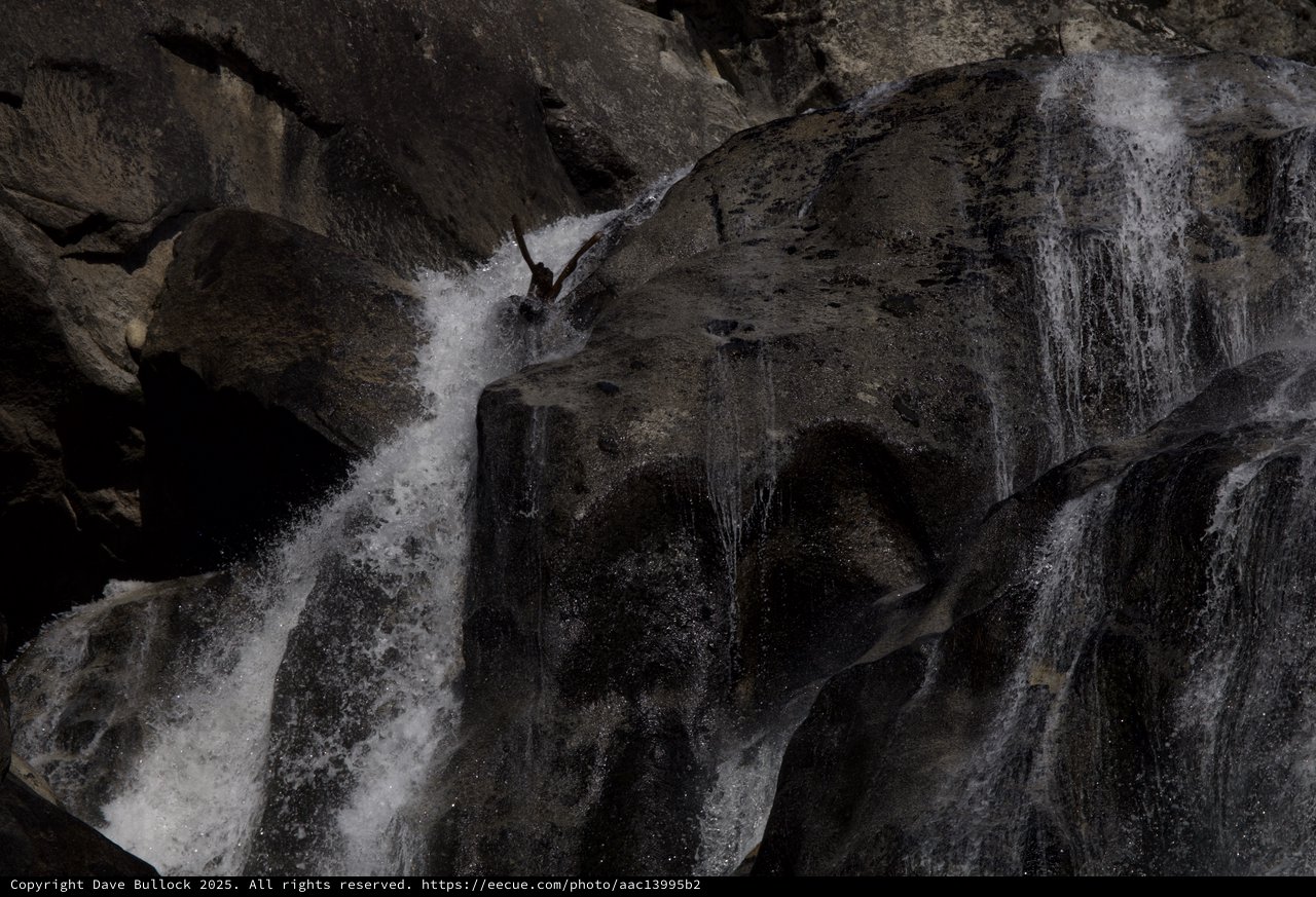 Daredevil Canyoneer Descending Waterfall in Yosemite Canyon