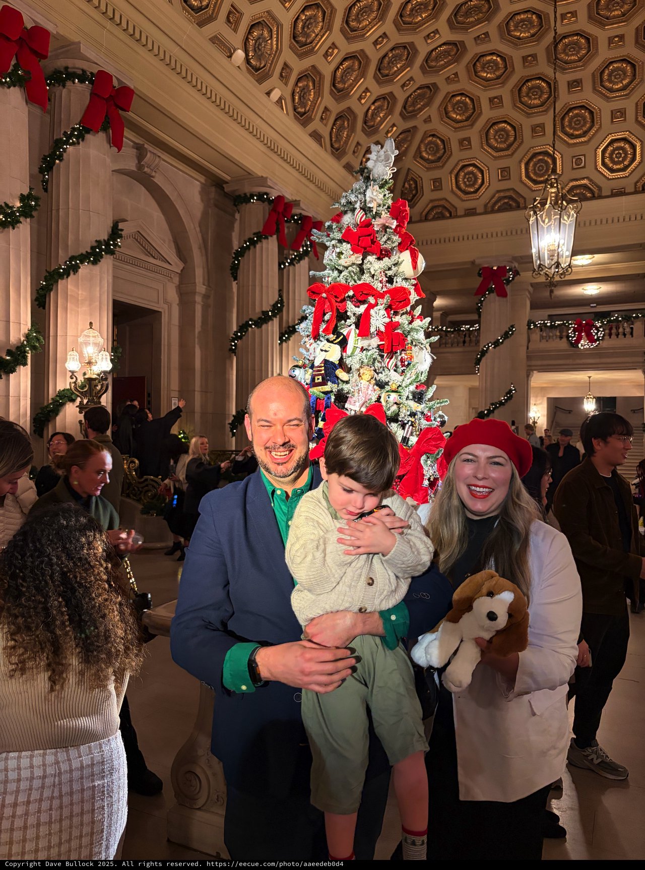 Family Christmas Portrait in Grand Historic Hall
