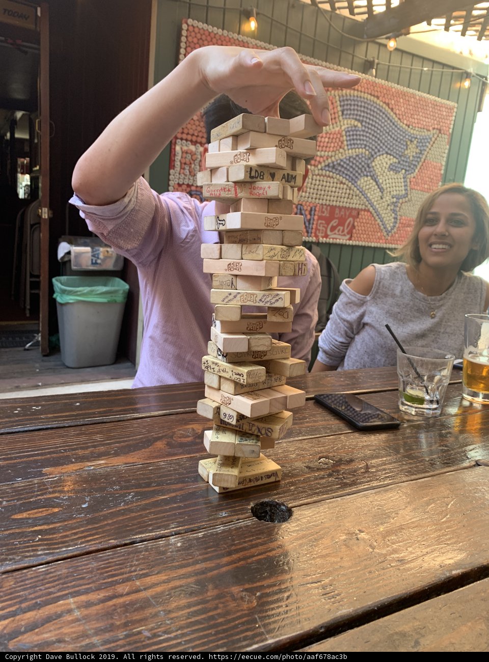 Jenga Fun at a San Francisco Pub