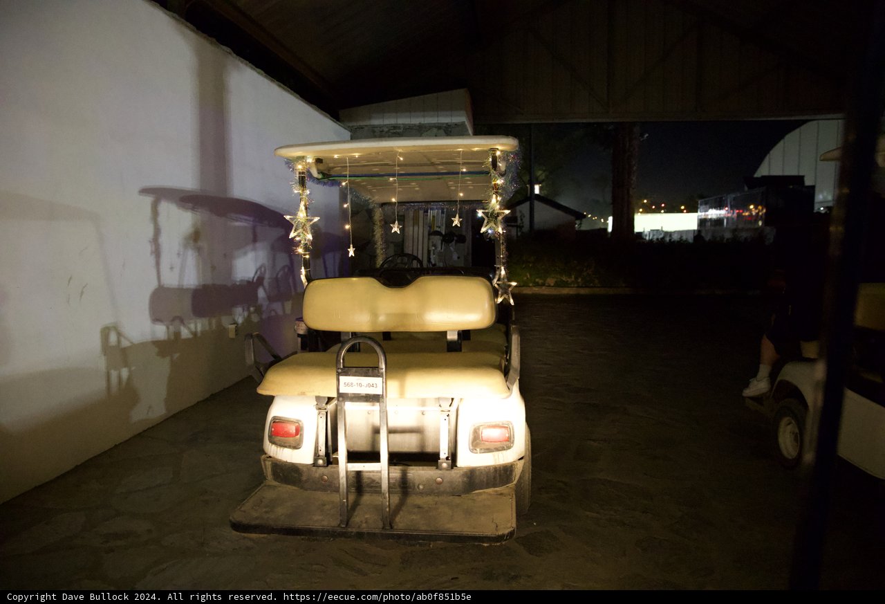 Starry Night Ride: Festive Golf Cart at Coachella 2024
