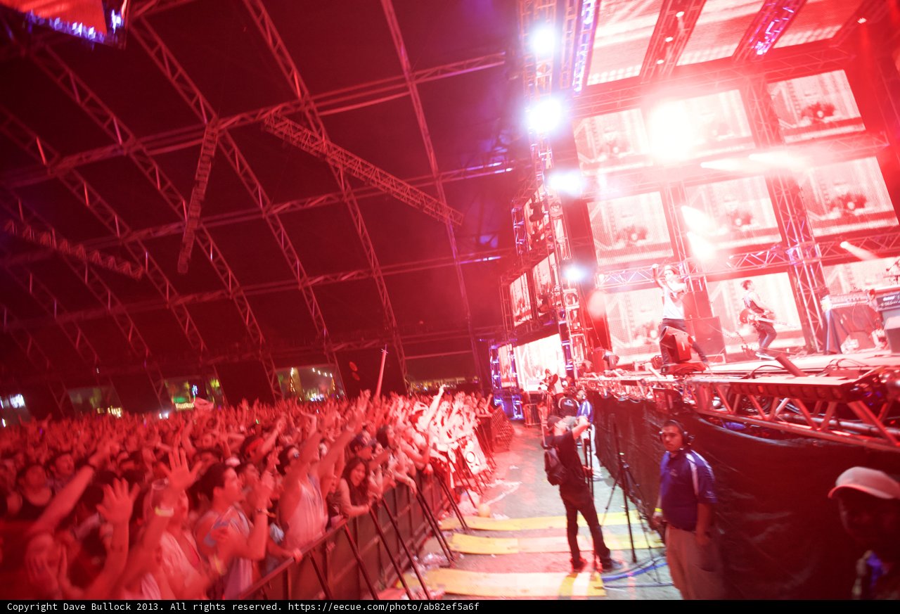 Red-Lit Rockin' Crowd at Coachella