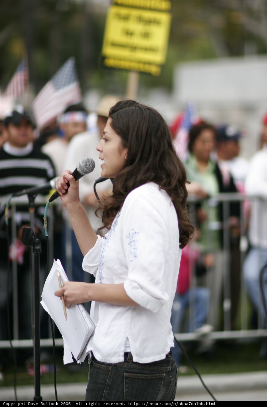 Student Rally with a Strong Female Voice
