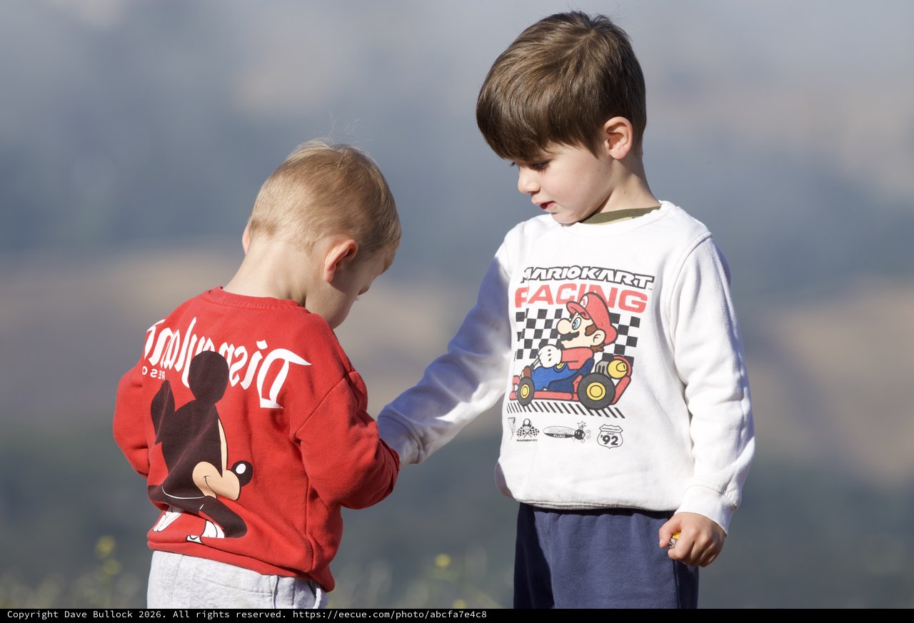 Two Young Brothers Share a Quiet Outdoor Moment