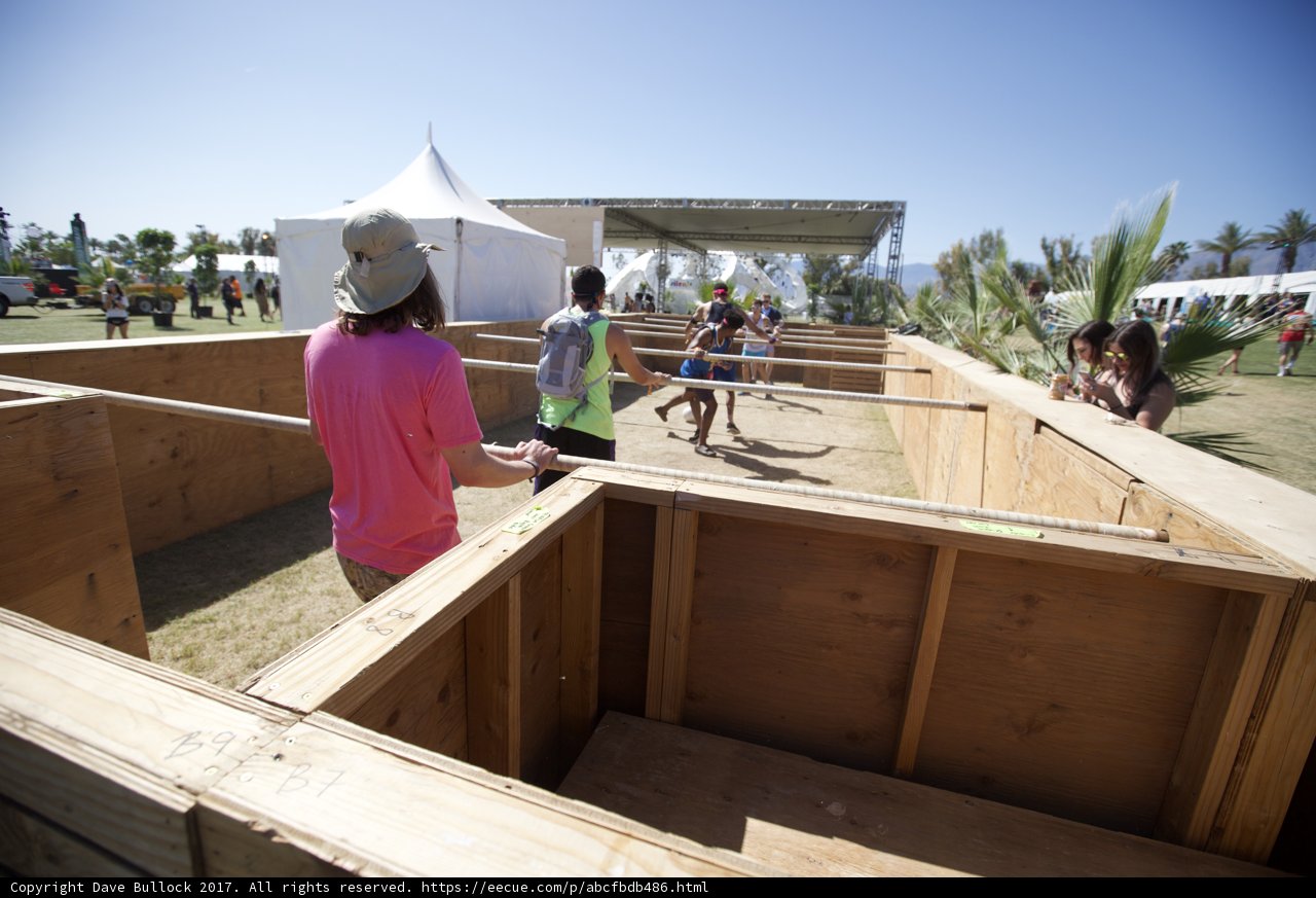 Frisbee Fun in a Wooden Box at Coachella