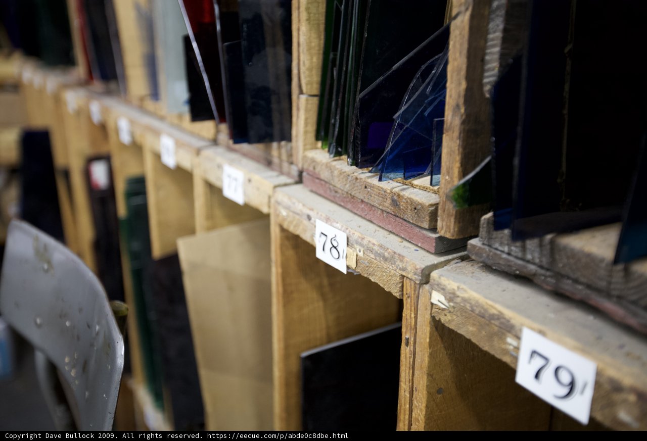 Glass Display on Plywood Shelves