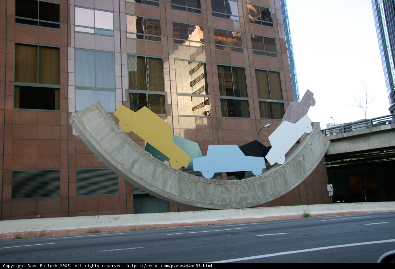 Cityscape with Sculpture-adorned Office Building