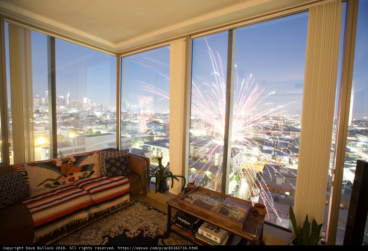 Independence Day Fireworks from a Penthouse Living Room