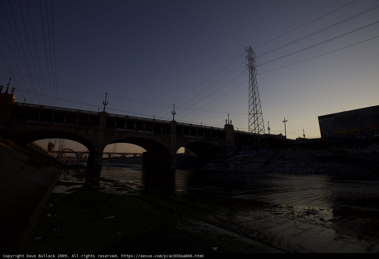 Dusk on the LA River Bridge