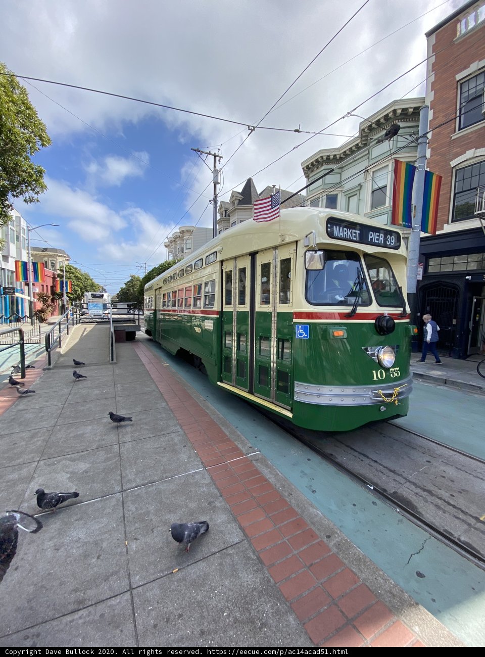 A Green and White Trolley in San Francisco