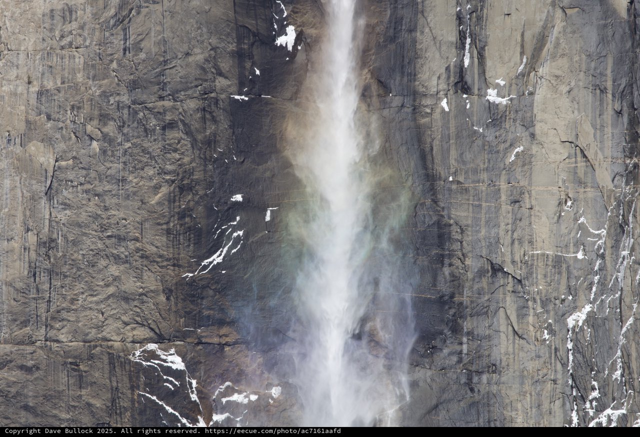 Yosemite Falls Cascading Over Granite Cliff Face
