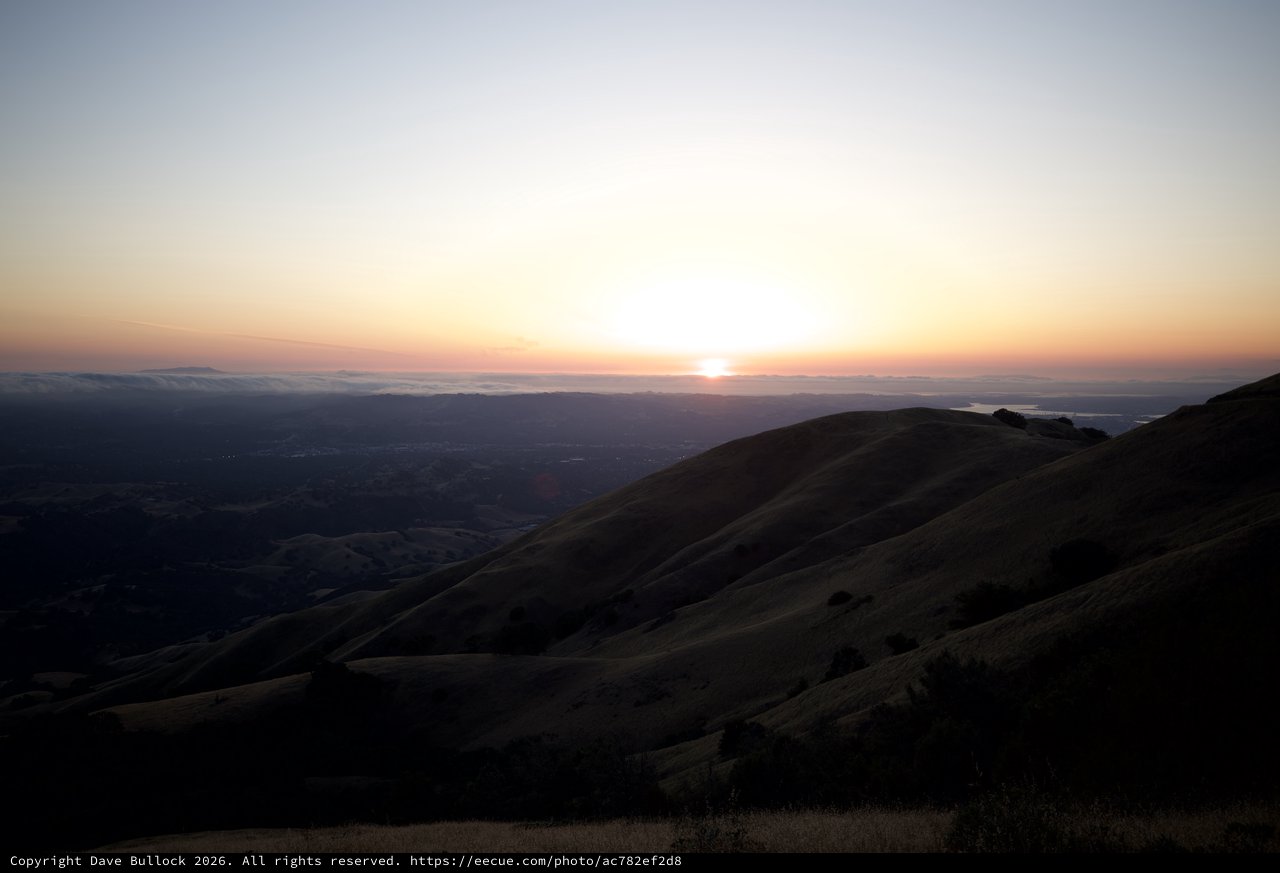 Golden Sunset Over San Francisco Bay from Mount Diablo