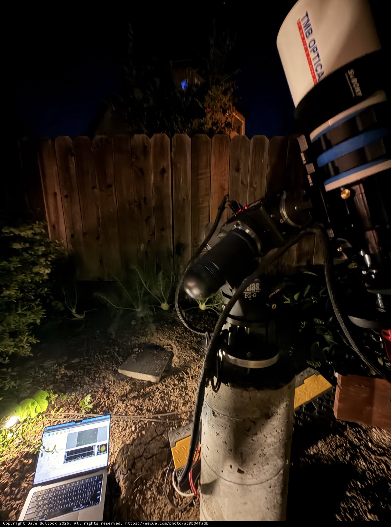 Backyard Astrophotography Setup at Night
