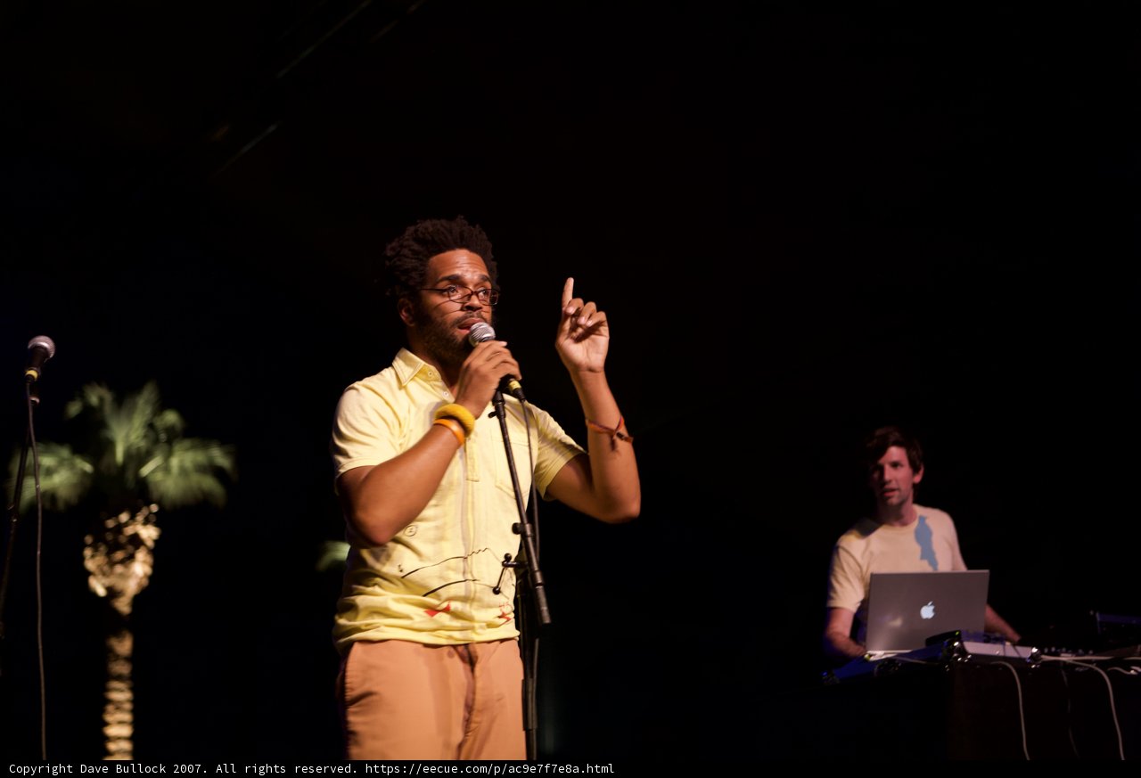 Singer with Laptop and Microphone at Coachella 2007