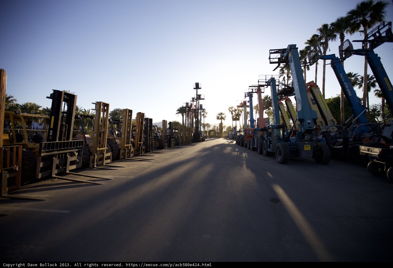 Trucks in Front of Palm Trees