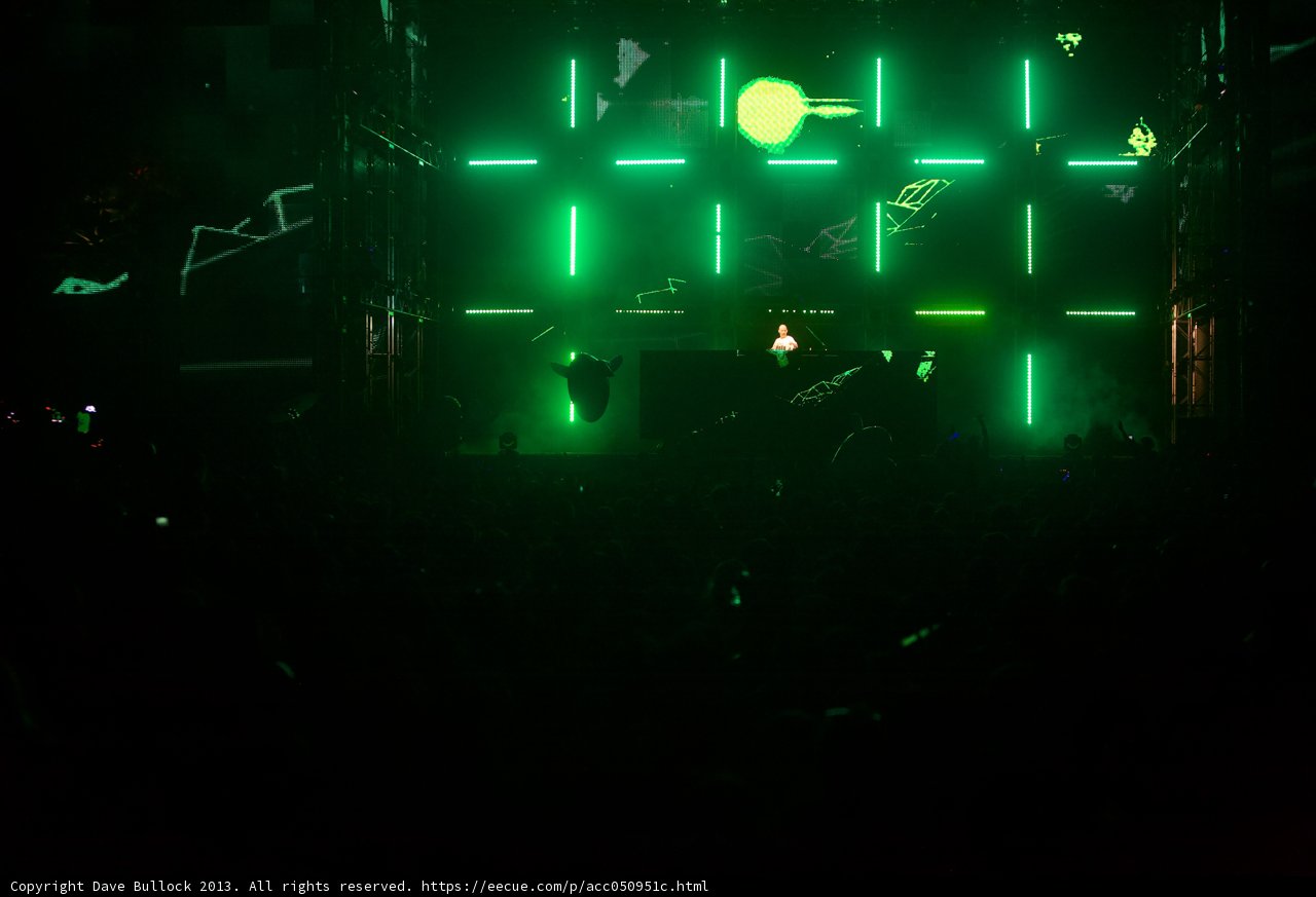 Green lighted stage at Coachella