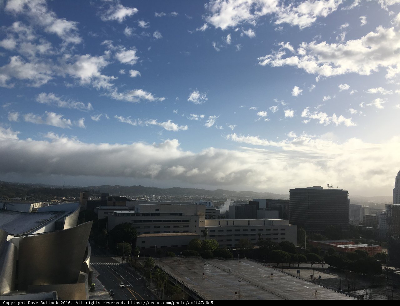Los Angeles Skyscrapers and Clouded Blue Sky
