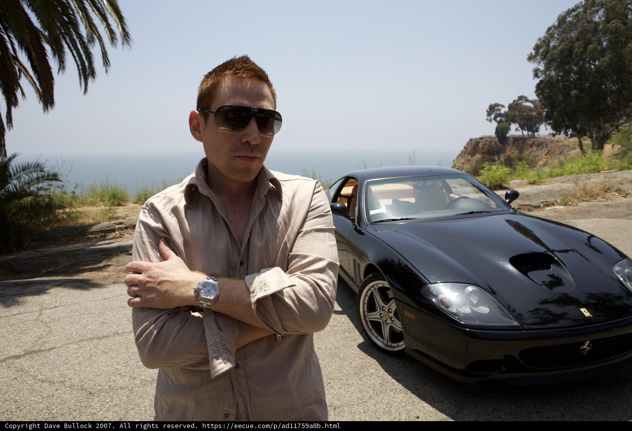 Maurice Compte with his Ferrari