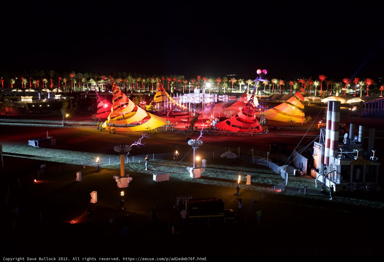 Colorful Lights Illuminate Coachella Night Sky