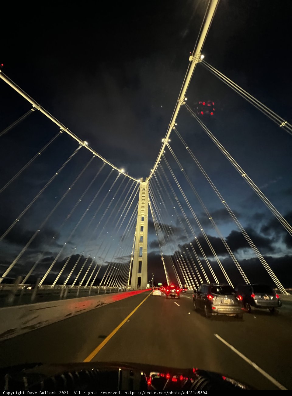 Illuminated San Francisco Bay Bridge at Night