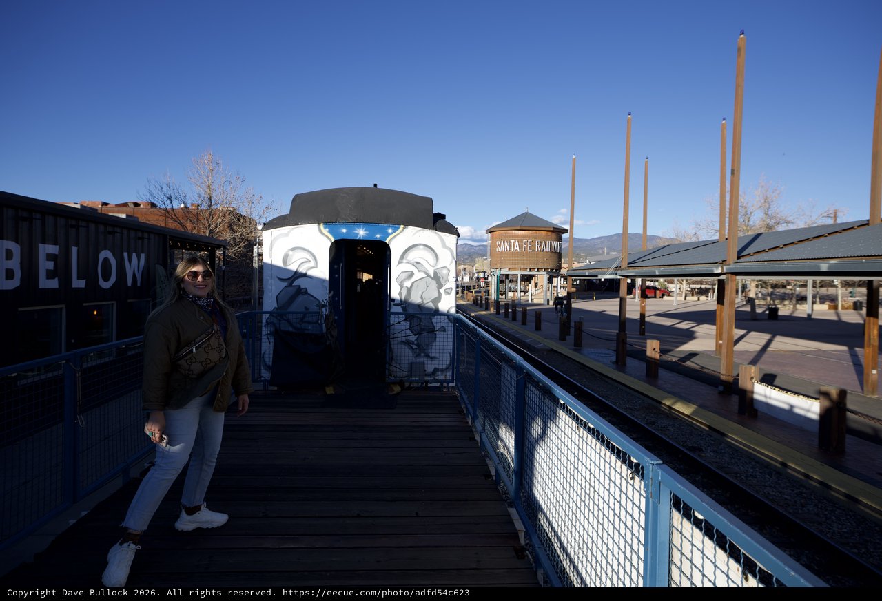 Woman at Santa Fe Railyard Art District at Sunset