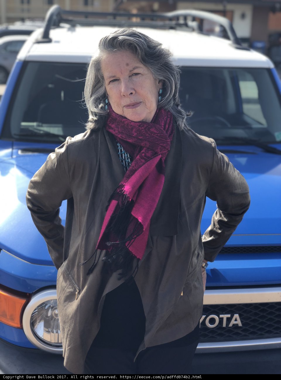 Lady with a Blue Toyota Truck