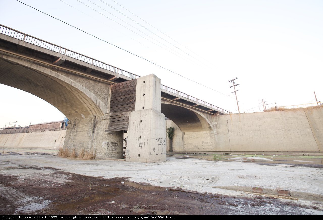 Overpass Arch Bridge above Concrete Walls