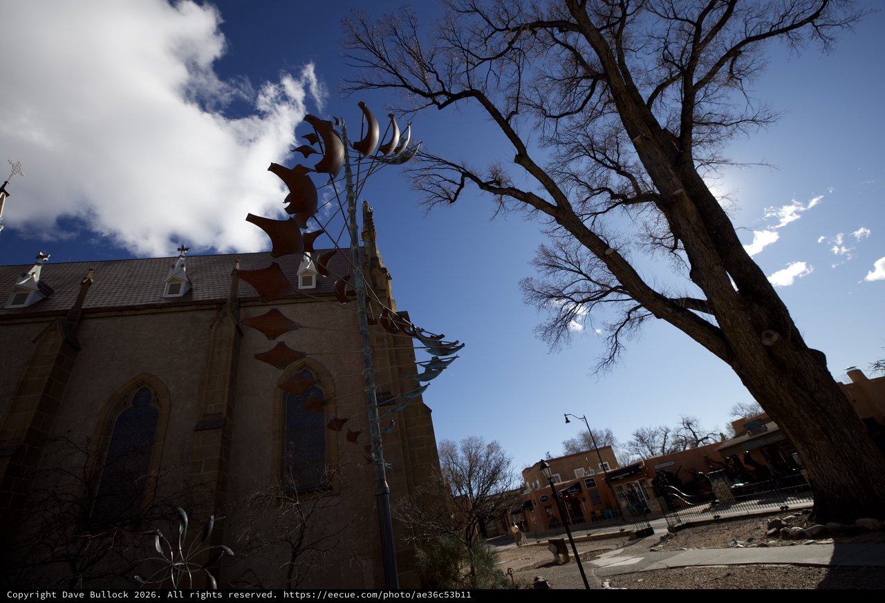 Historic Loretto Chapel with Desert Sculpture in Santa Fe