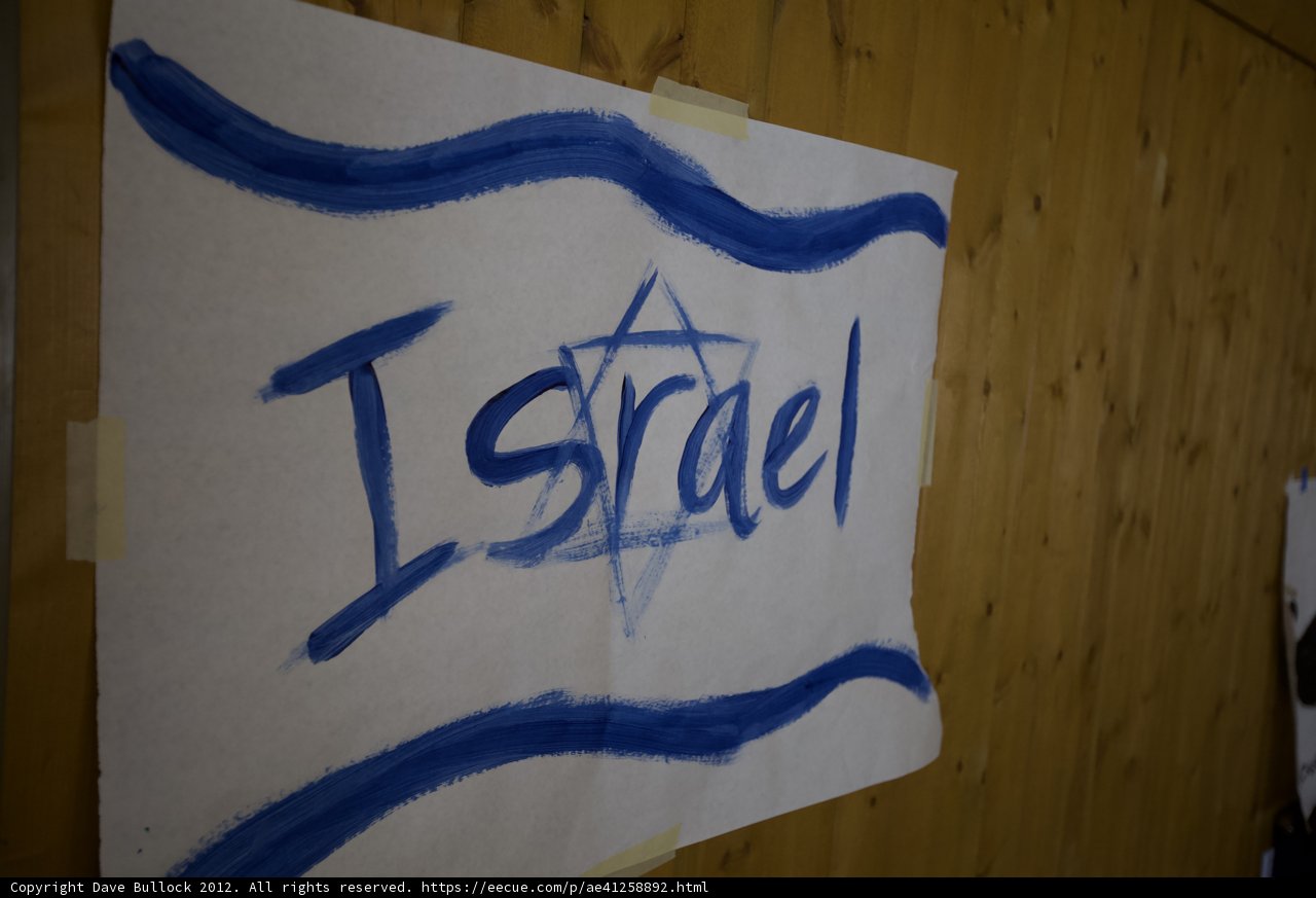 Israeli Flag on Plywood Wall