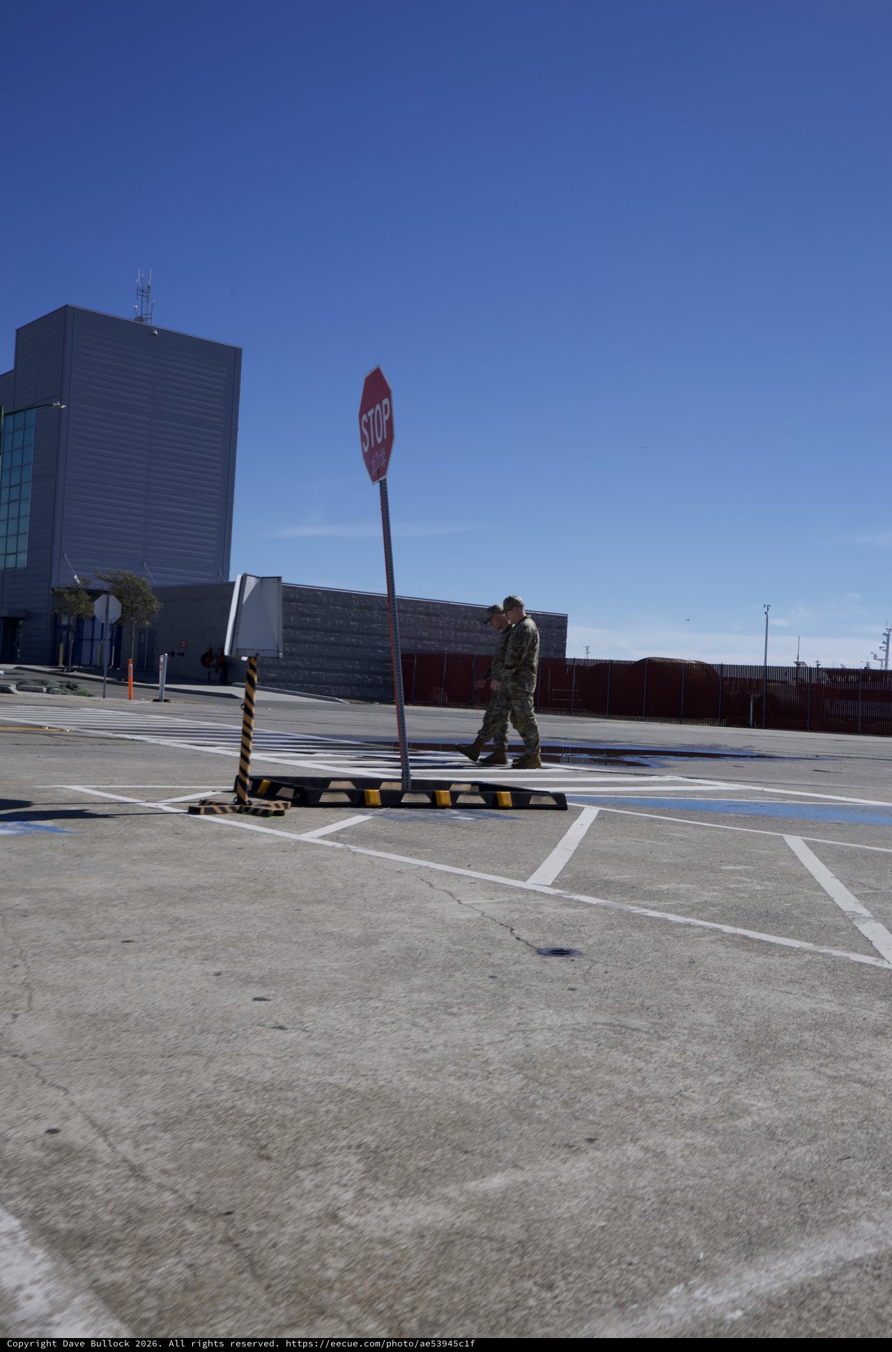 Military Personnel at USS Hornet Parking Lot