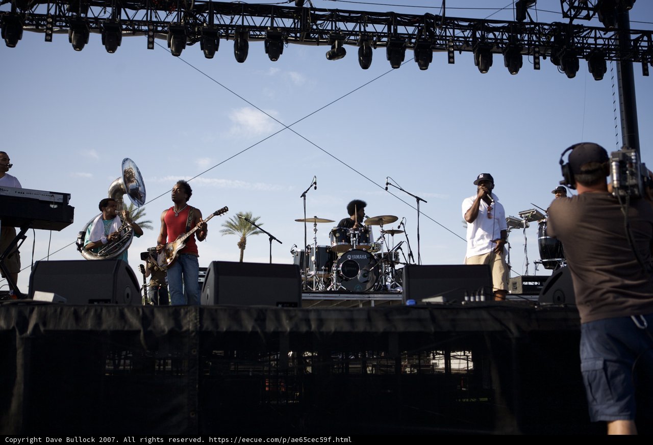 Band on Stage with Camera Man at Coachella Sunday
