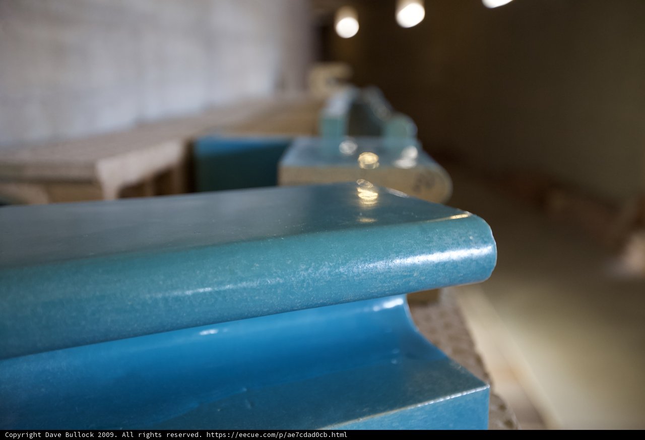 Blue Bench in Industrial Setting