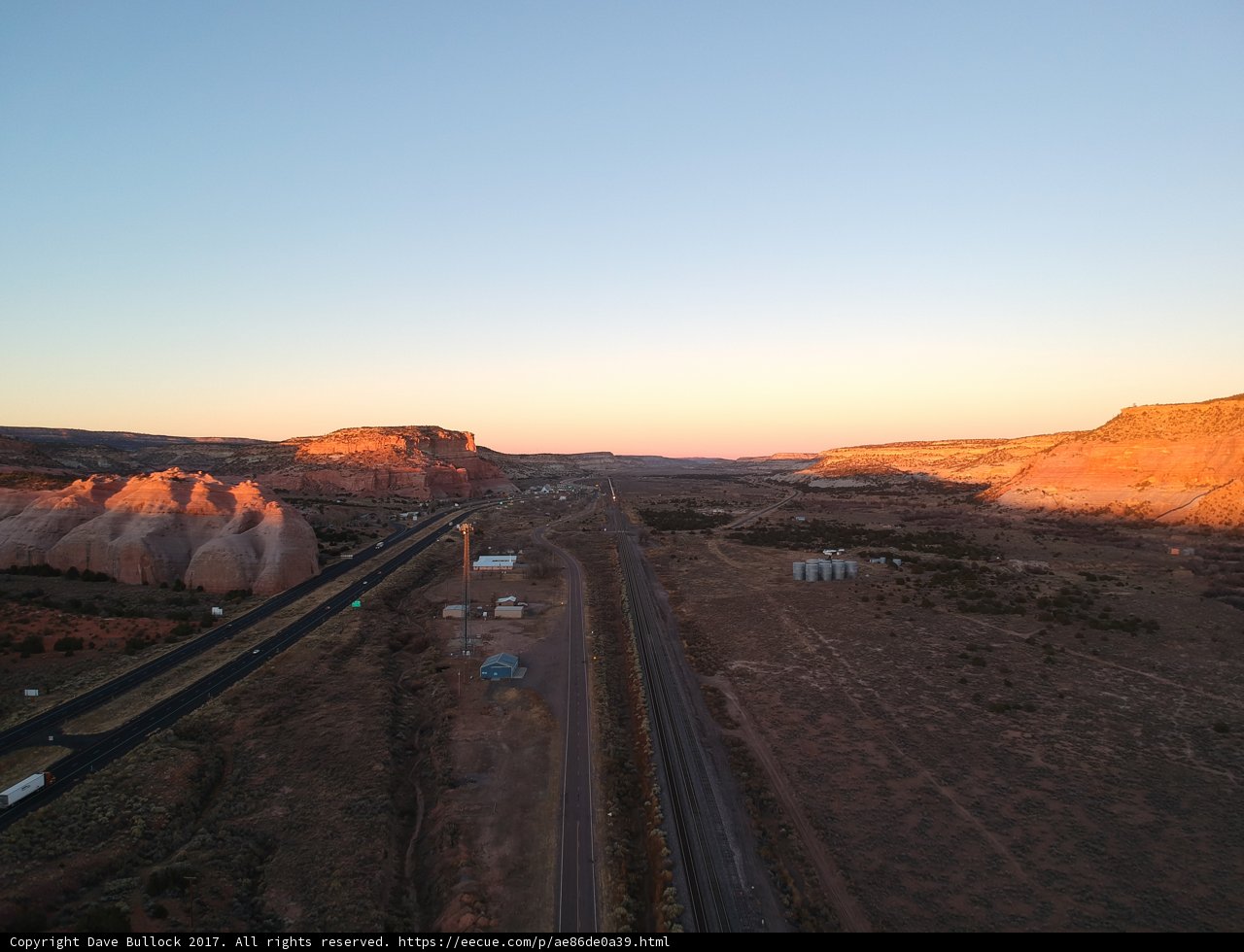 Highway through the Canyon at Sunset