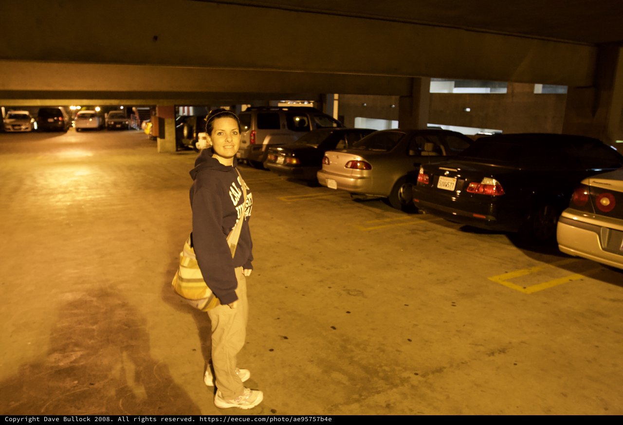 Woman in Parking Garage Late Night Urban Scene