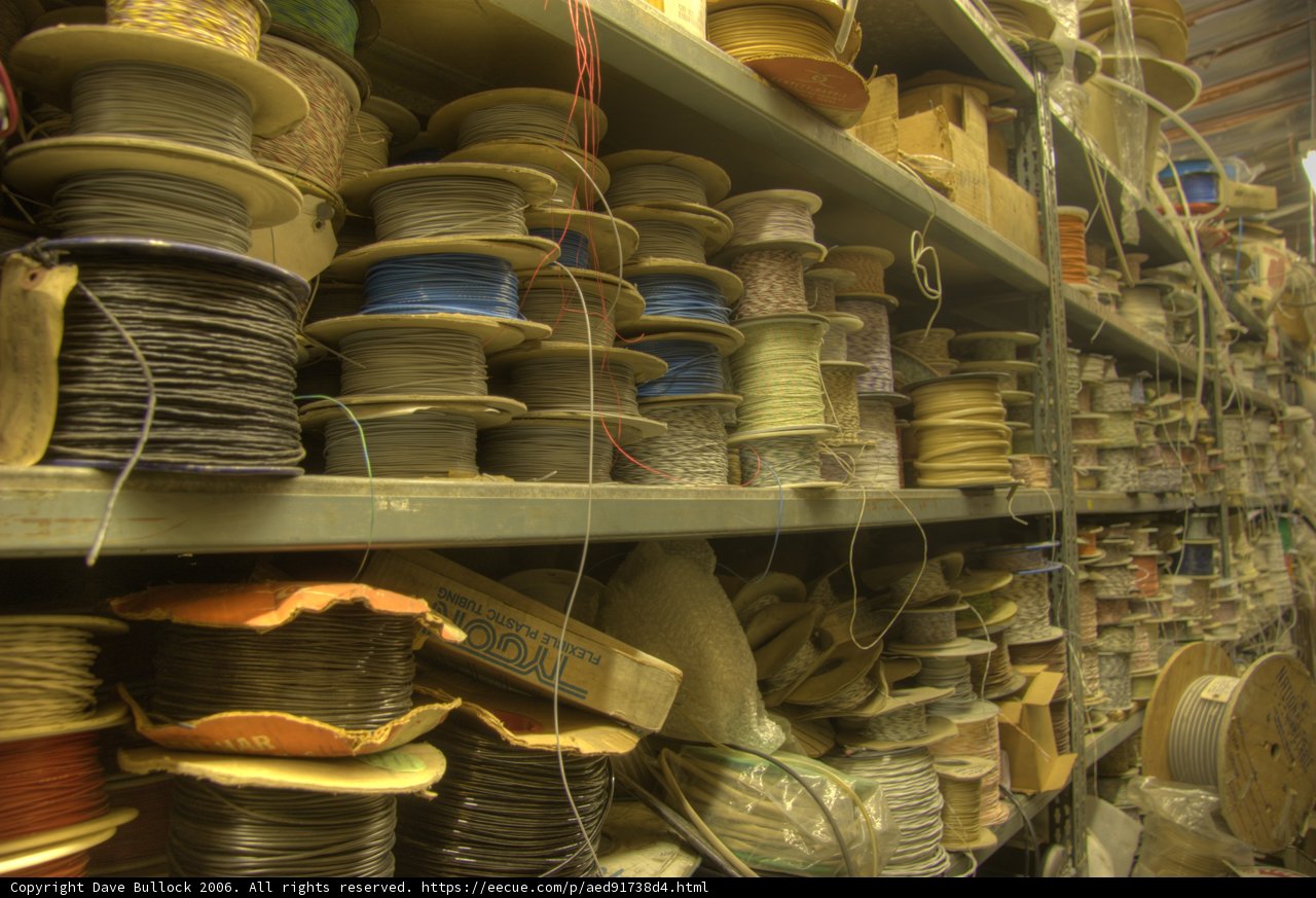 Spools of Wire in a Warehouse