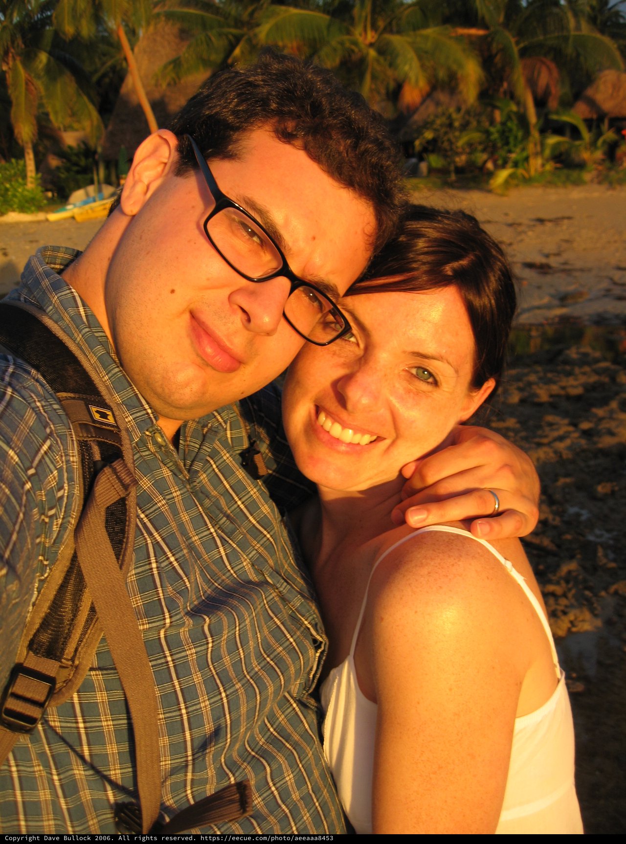 Couple's Golden Hour Embrace on Fiji Beach