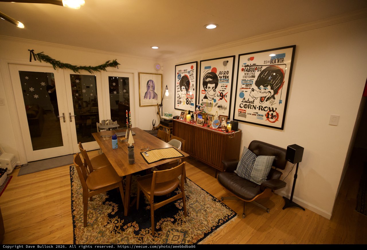 Mid-Century Modern Dining Room with Retro Pop Art Decor