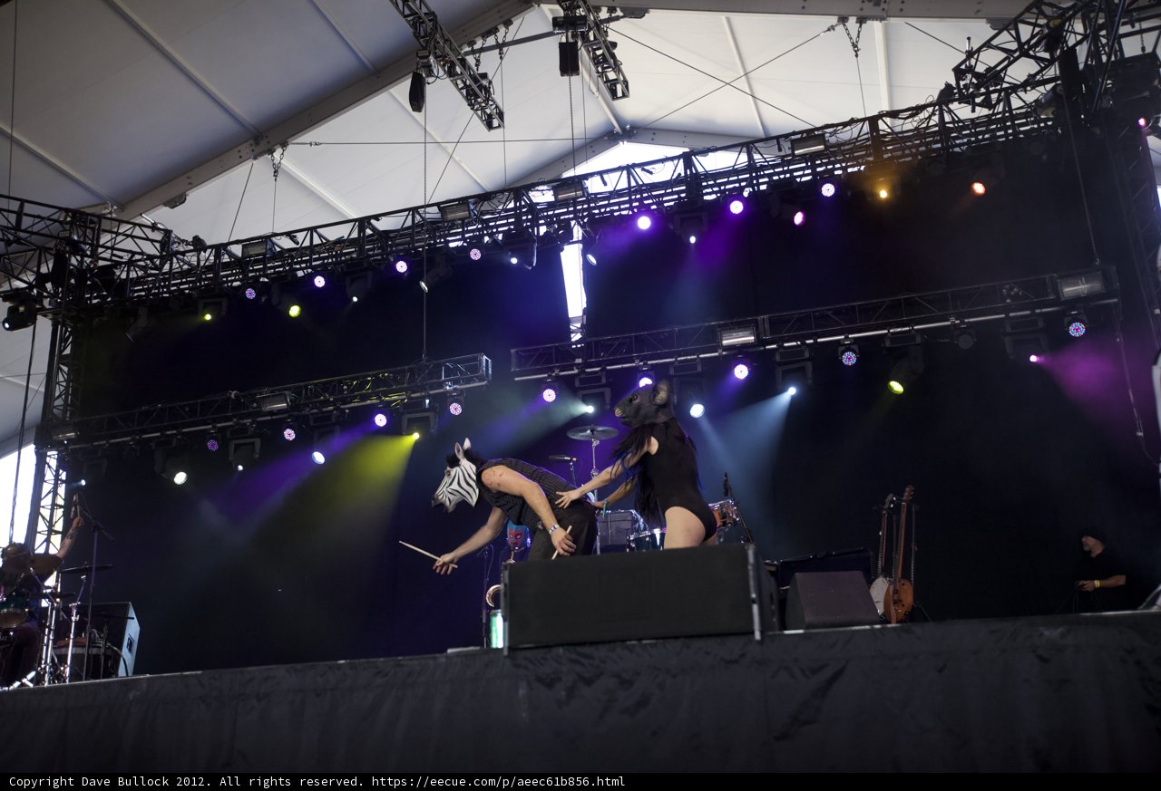 Women rocking the stage with drums at Coachella