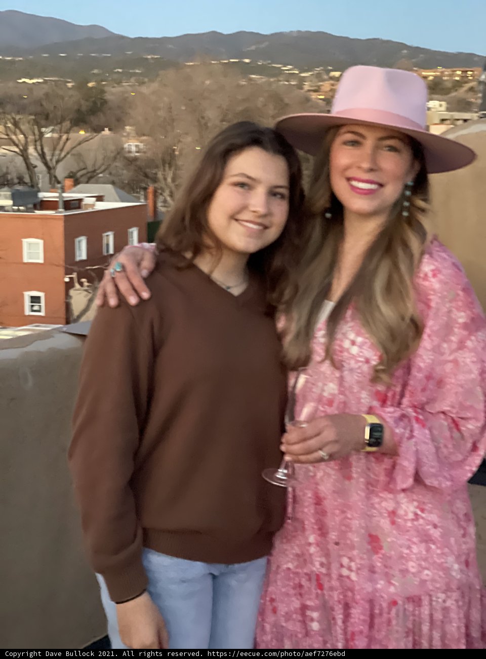 Two Women Rocking Their Pink Hats in Santa Fe