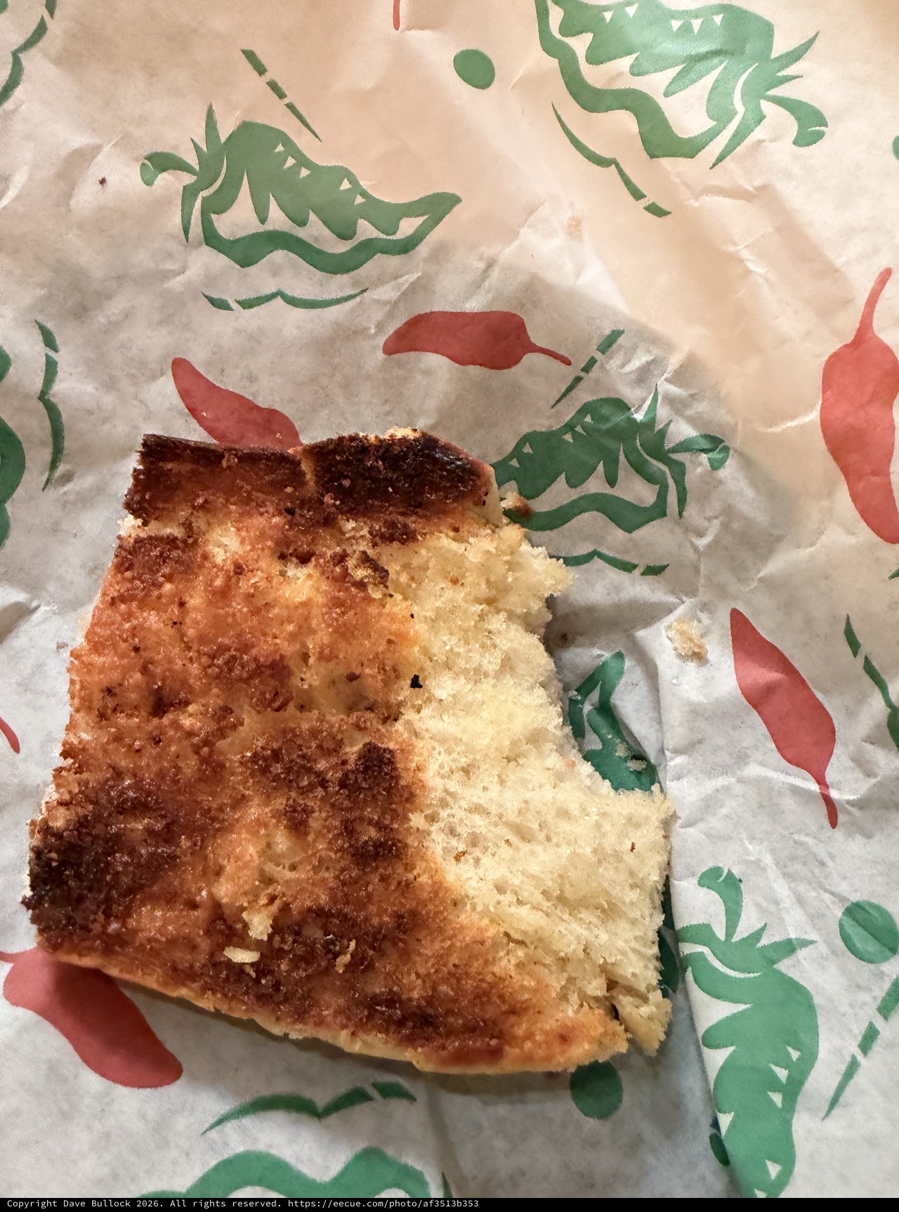 Cinnamon Sugar Cake Slice on Festive Dragon Pepper Paper