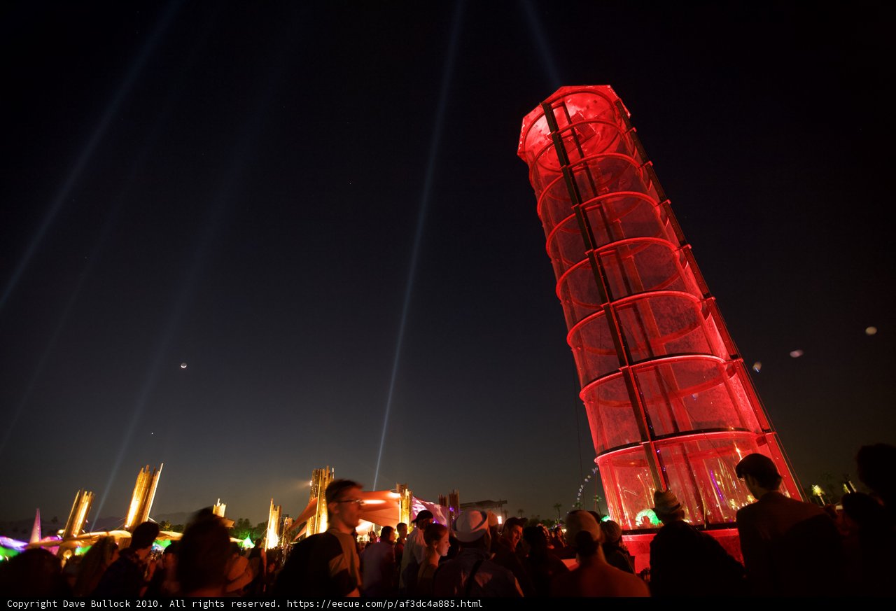 Red Urban Tower at Night